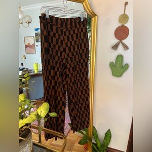 Old Navy Black and Brown Checkered Wide Leg Pants